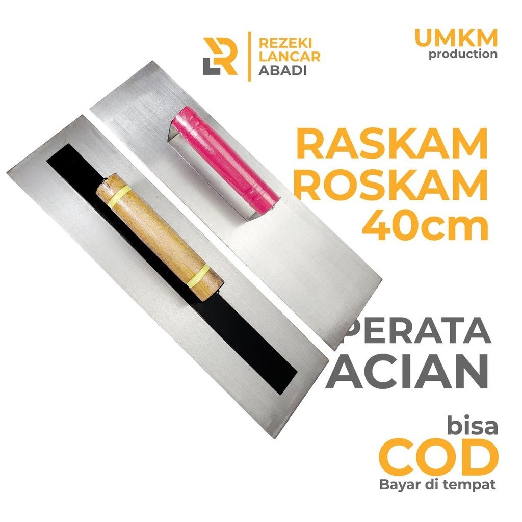 ROSKAM RASKAM 40cm BESI BAJA POLOS / GERIGI PERATA ACIAN / PLASTERING TROWEL