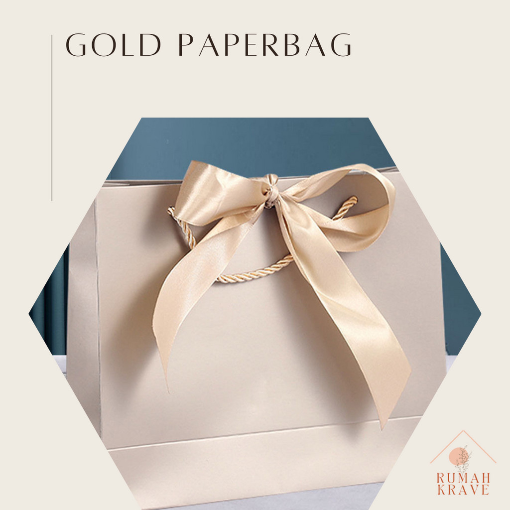 

RUMAH KRAVE - Gold Paperbag Tas Kantong Hadiah Goodie Bag Emas