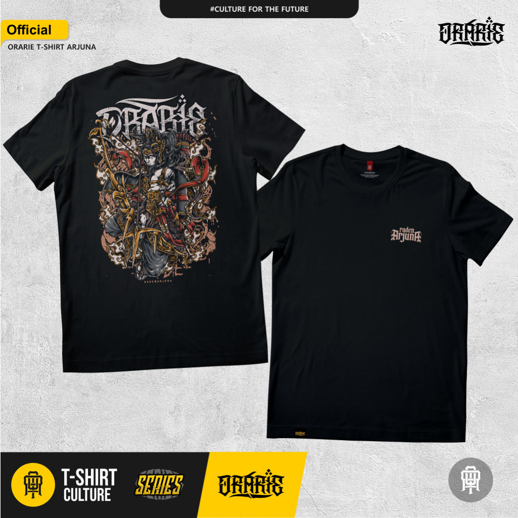 Orarie T Shirt Arjuna Hitam Kaos Katun Combed 24S