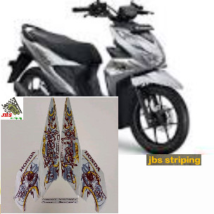 striping honda beat fi sporty 2021 2022 street silver stiker lis motor beat street stret