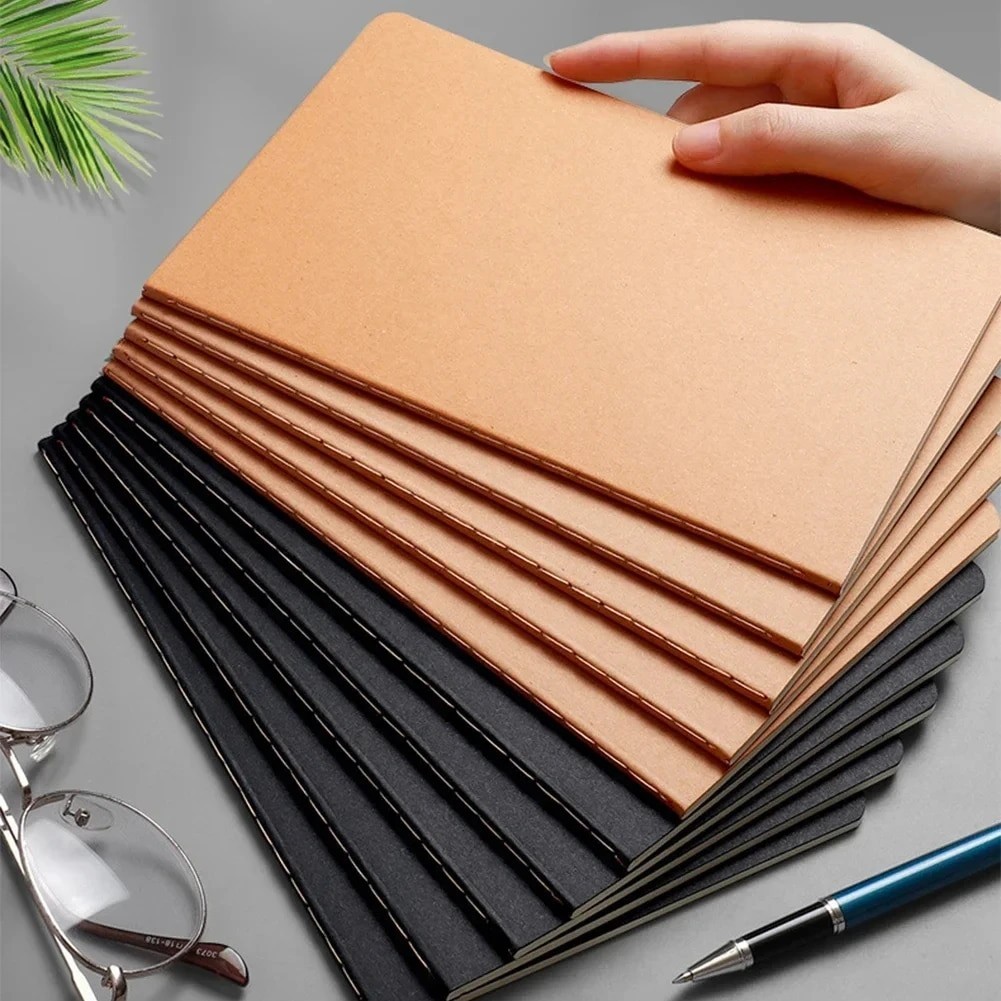 

A5 Notebook Kraft Paper Grid Sketchbook Lined Planner Notepad Portable Blank Notebook Simple Daily Diary Book School Supplies