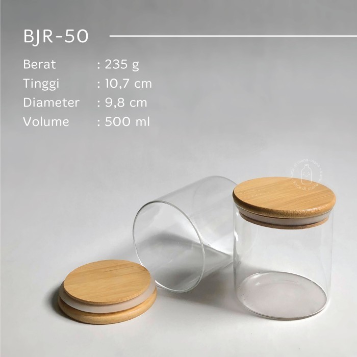 Glass Bamboo Jar - Toples kaca tutup bambu - 600ml
