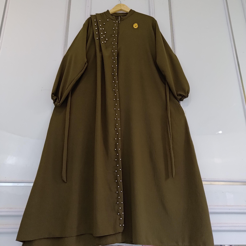 GAMIS WANITA UNTUK LEBARAN- JUDITH DRESS | Gamis LD 130cm Wanita Jumbo Payet Mutiara Crinkle Airflow