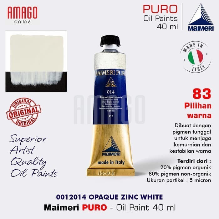 

Cat Minyak Lukis MAIMERI Puro - Oil Paint - Opaque Zinc White - 40ml - M0012014