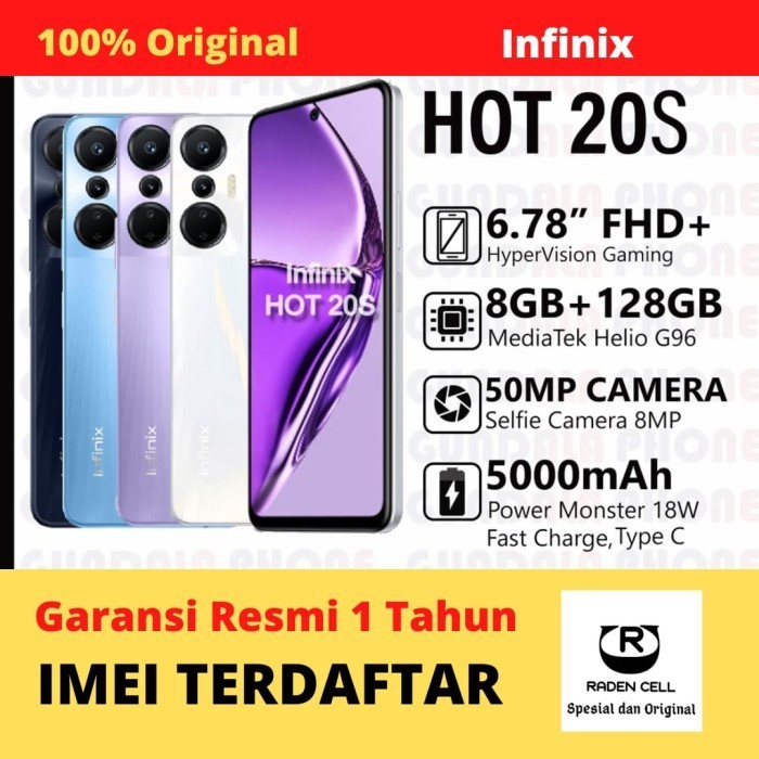 promo ramadhan sale Infinix Hot 20S Ram 8/128 GB Handphone Android 4G Garansi Resmi