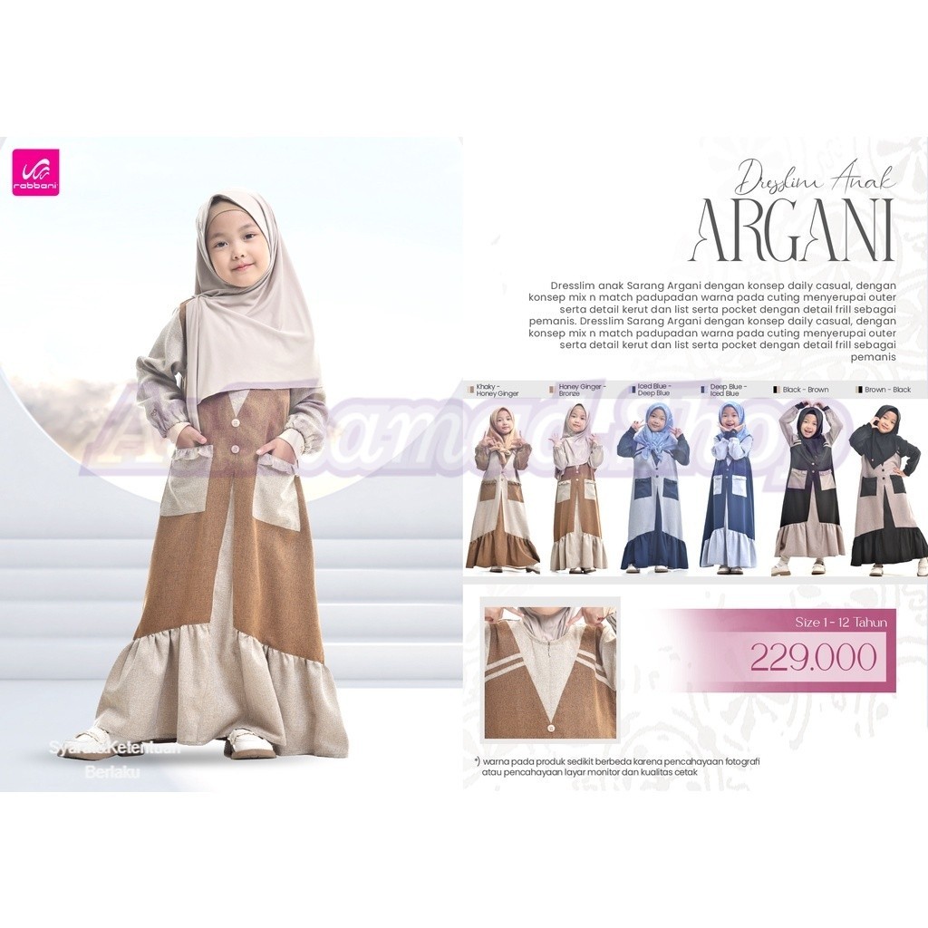 Rabbani - Dresslim Anak Argani | gamis anak rabbani | gamis anak | sarimbit keluarga AsShamad.Shop