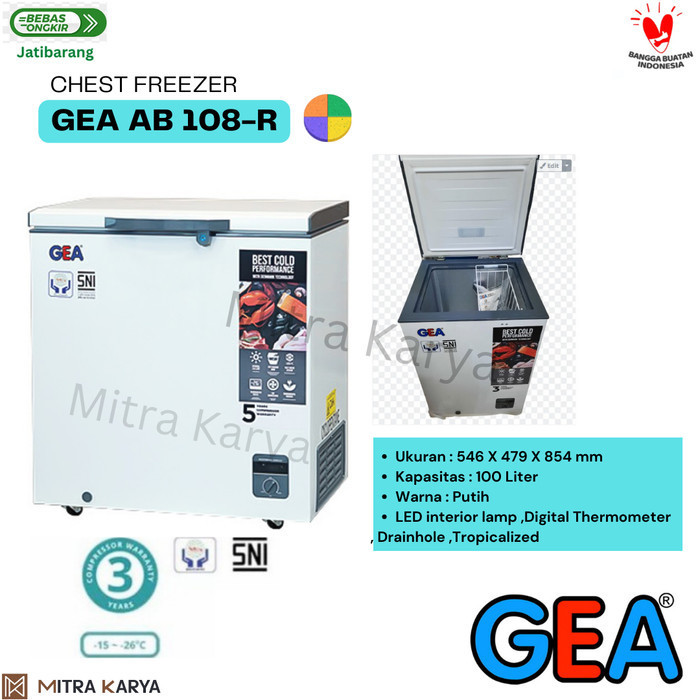 Freezer Box GEA AB 108R Chest Freezer 100Liter LemariPembeku Indramayu