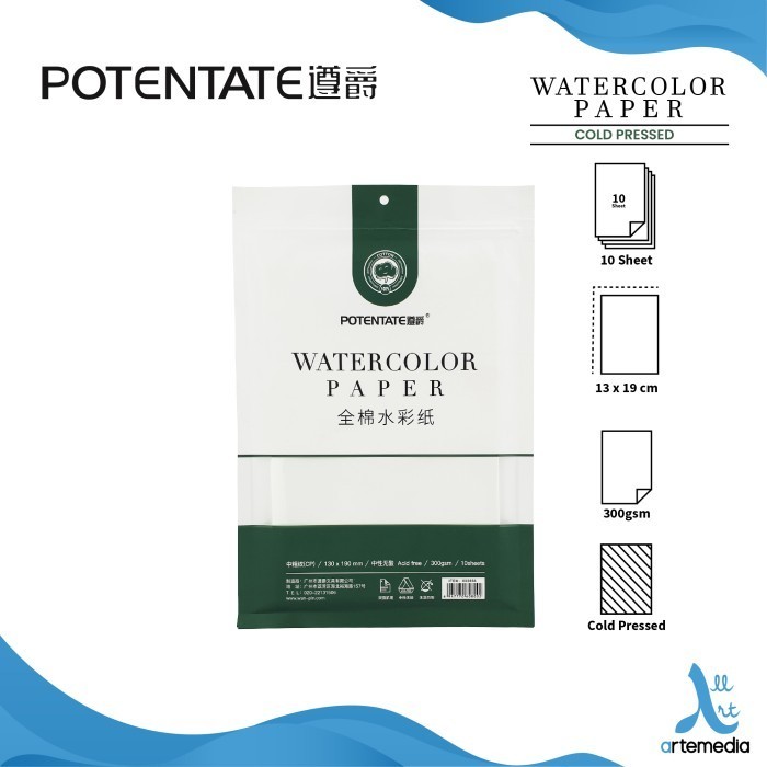 

Kertas Cat Air Potentate Cotton 13x19cm Watercolor Paper Sheet Set - COLD PRESSED