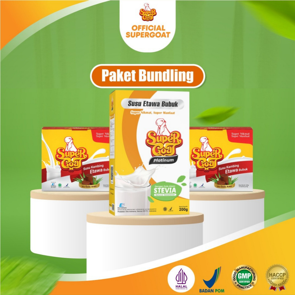 

Supergoat Susu Kambing Etawa Bubuk Paket 2 Aren Plus 1 Platinum Stevia