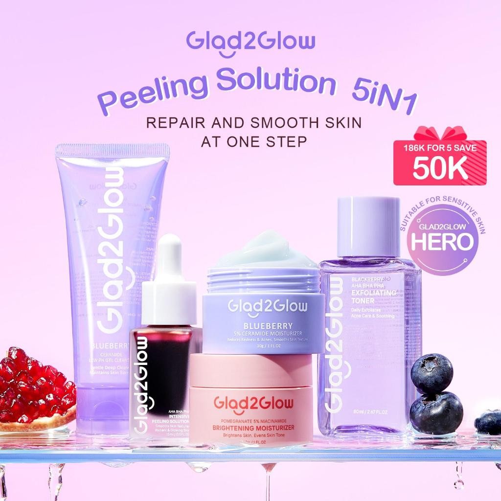 Peeling Glad2Glow Paket Peeling Set AHA BHA PHA Intensive Peeling Solution 15ml Serum G2G Exfoliasi 