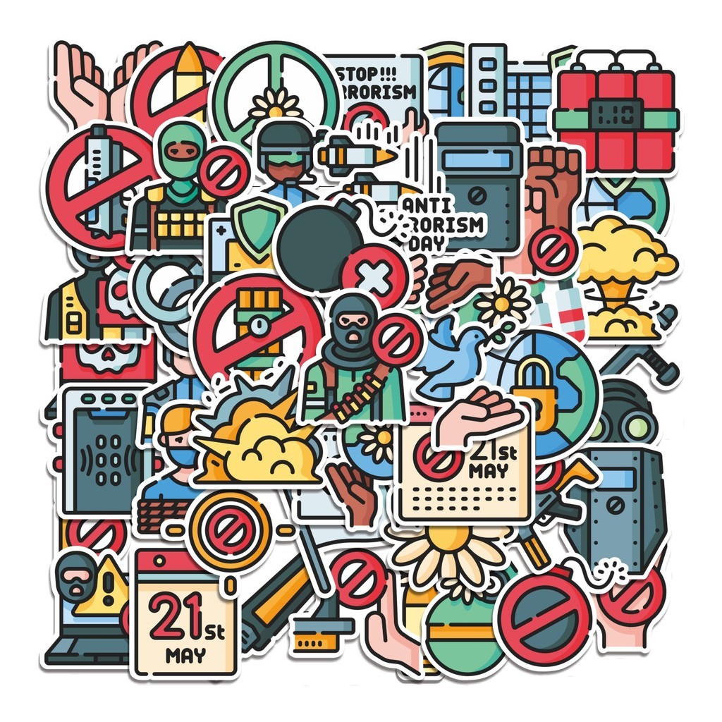 

COD 50 Pcs Stiker Anti Terrorism Day Lucu Anti Air Untuk Dekorasi Notebook Sepeda Skateboard Handphone