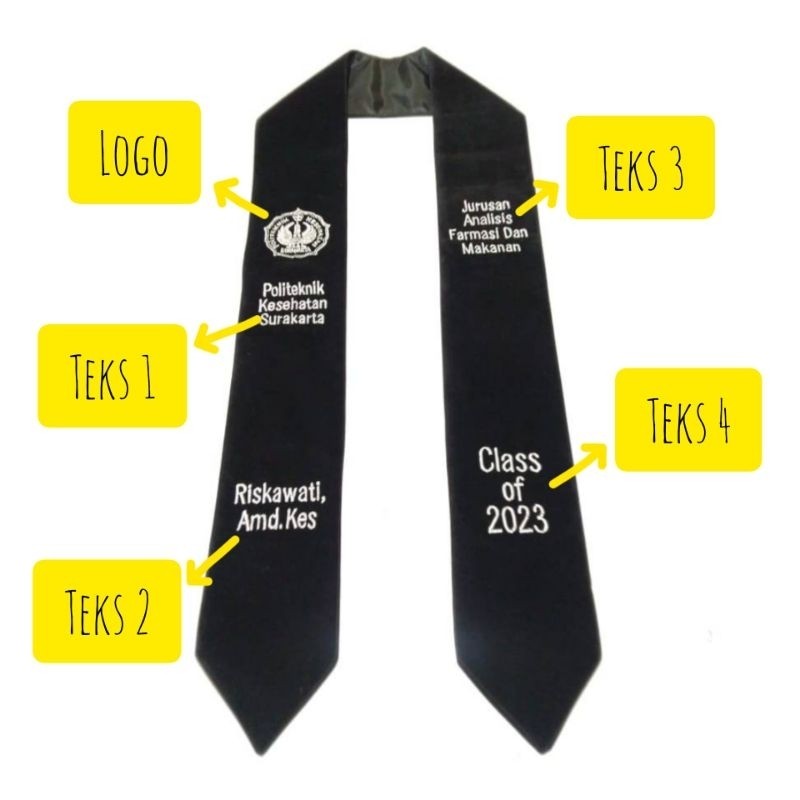 Selempang wisuda leher bludru #B Selempang Wisuda