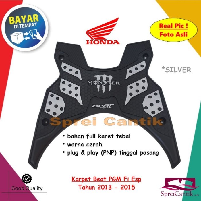 Karpet Beat PGM Fi 2013-2015 - Alas Pijakan Kaki Variasi Motor Beat F1 - Putih