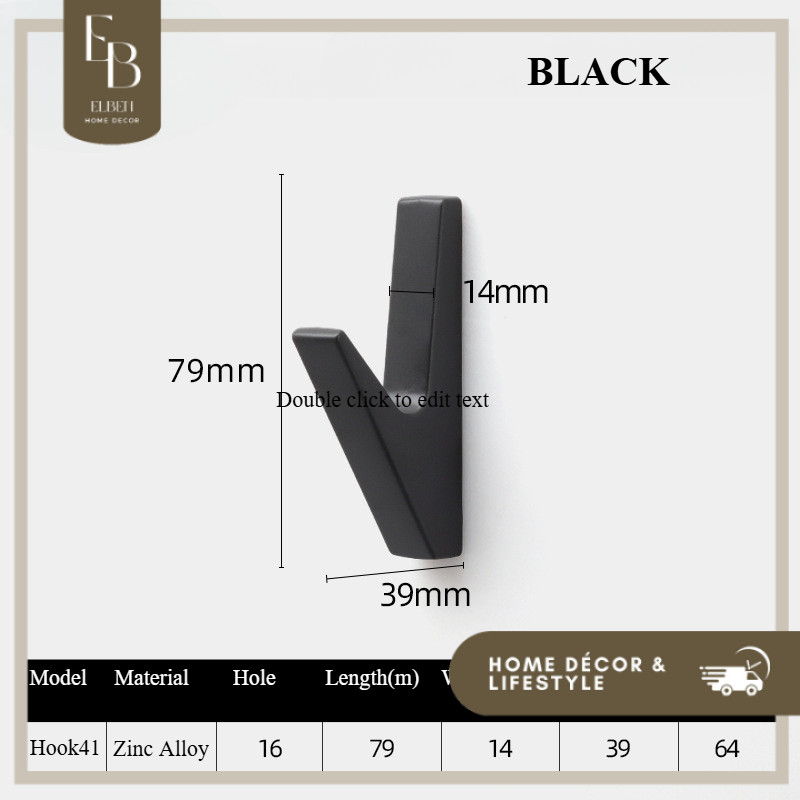 ATTACUS Gantungan baju pintu kamar black / Gantungan baju hook