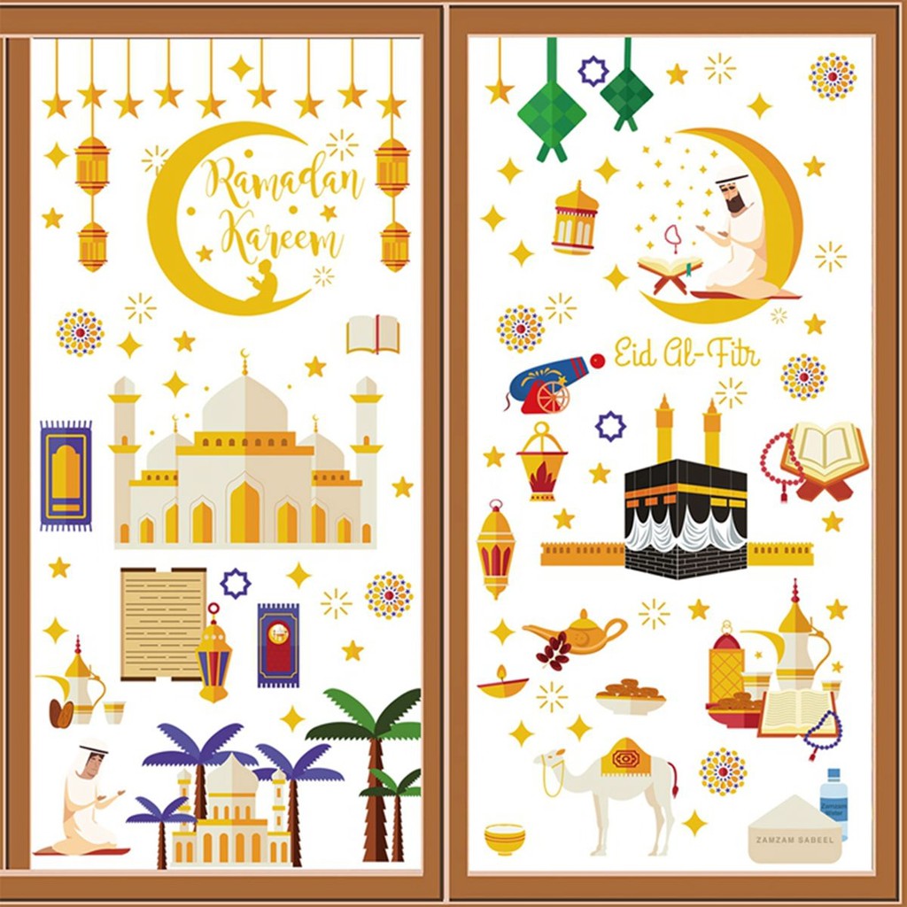 

Eid Mubarak Window Stickers Ramadan Decorations for Home Islamic Muslim Party Decor Eid Al Adha Diy Wall Stickers Ramadan Kareem