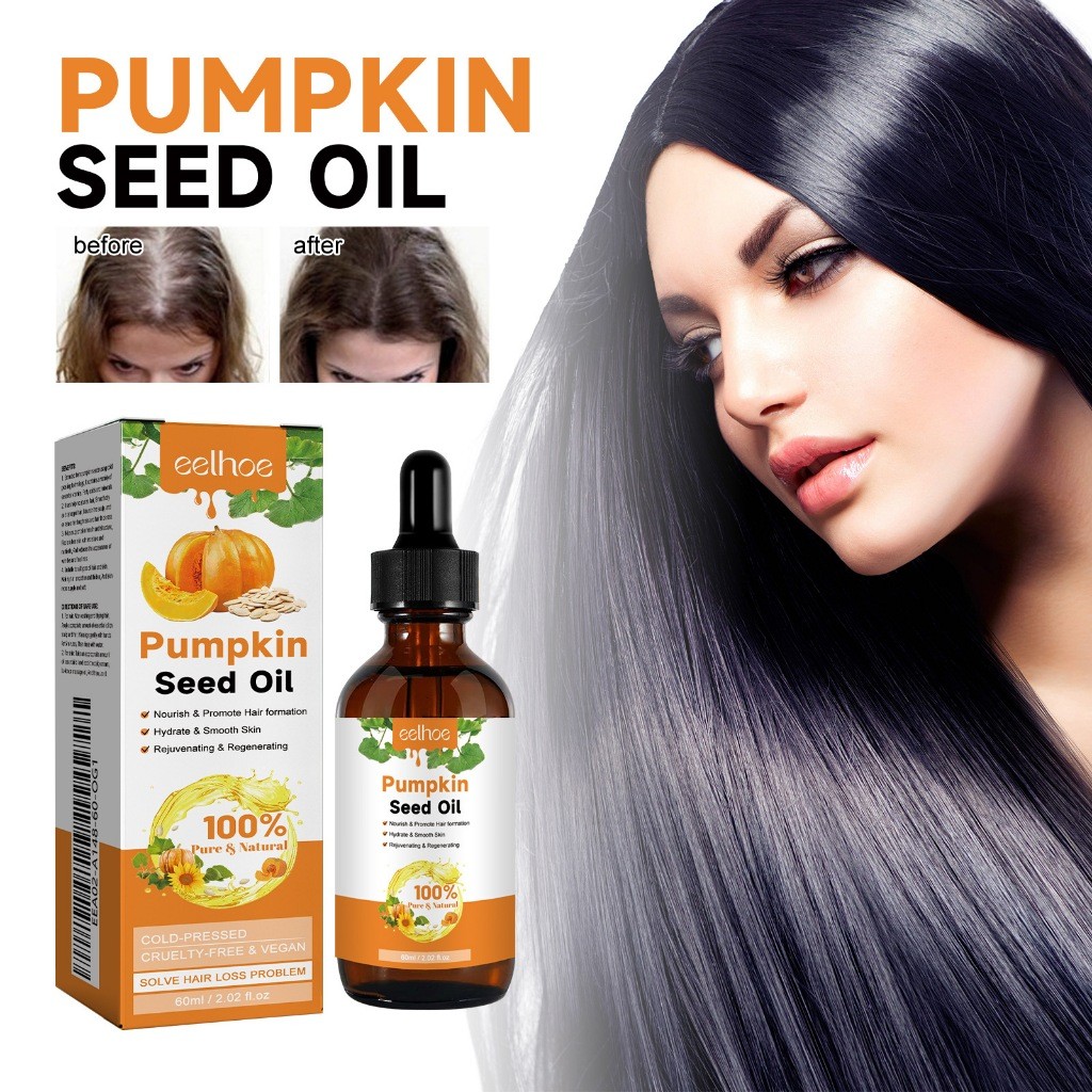 EELHOE Pumpkin Seed Oil 60ml Hair Oil Untuk Rambut Rontok Penumbuh Rambut Cepat Dan Tebal Rambut Ker