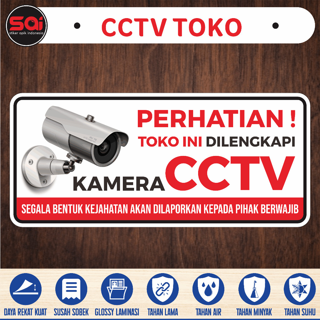 

Stiker vinyl anti air CCTV TOKO laminasi glossy