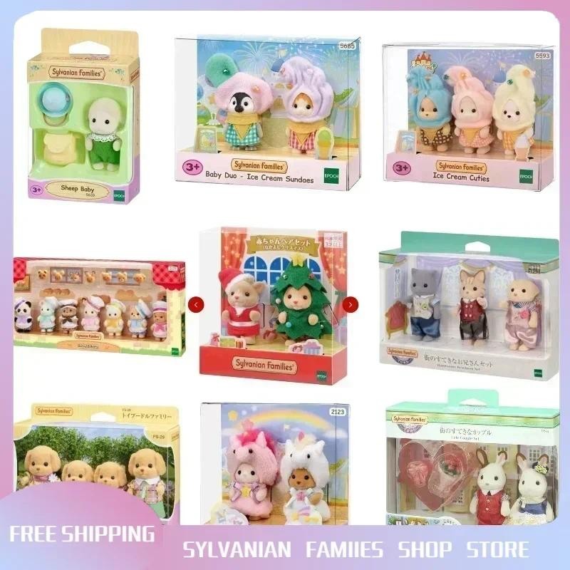 2024 New Genuine Sylvanian Families Christmas  Station Treasure Poodle Penguin Family Doll ice cream