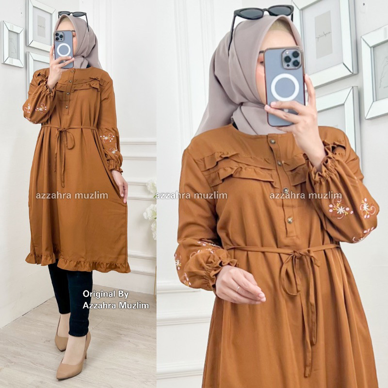 Baju Cewek Atasan Wanita Murah Keren /AM - Queen Dress LD110 Tunik Wanita Busui Shakila Bordir Tanga