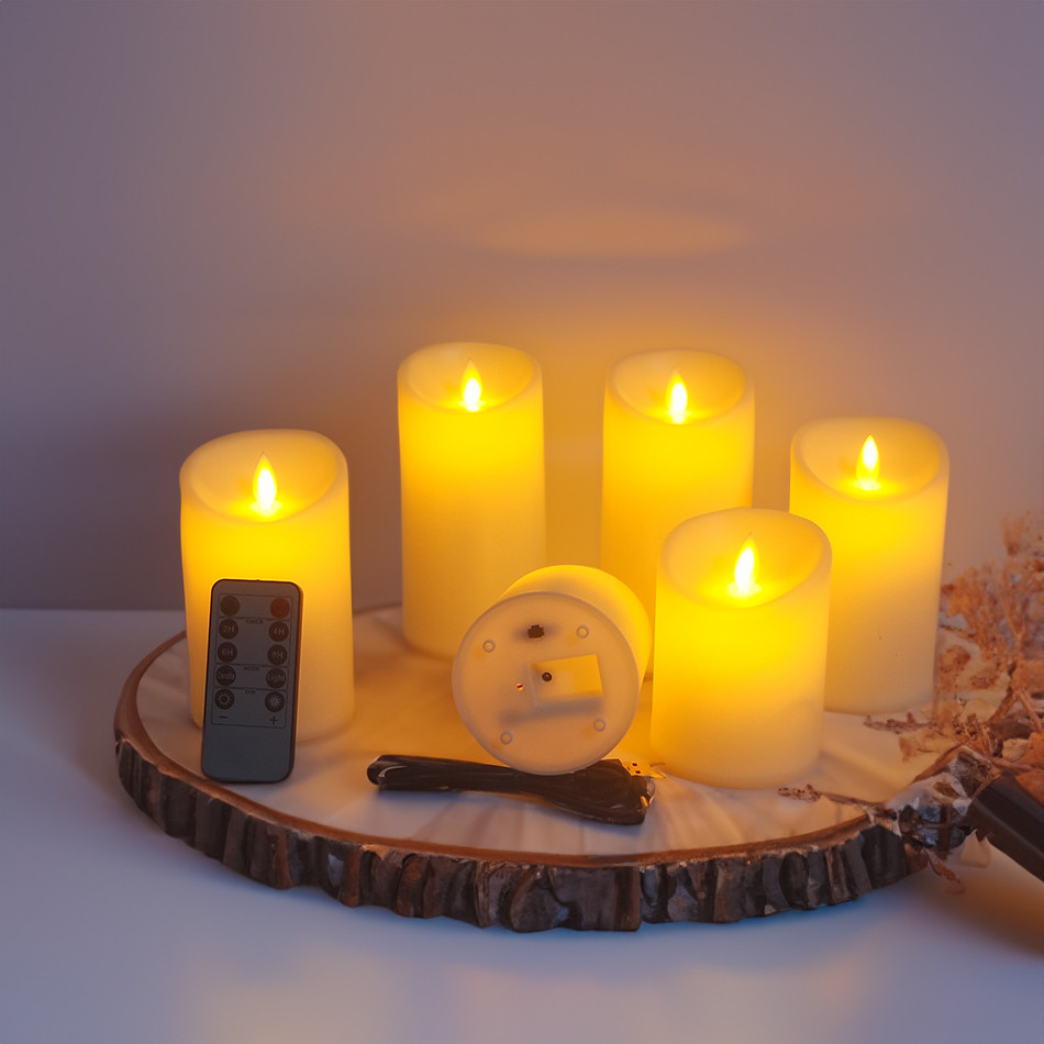 

3pcs/set USB Rechargeable Flameless Electric Led Candles With Remote Control,Pillar Candles Home Decor., Wedding Decoration