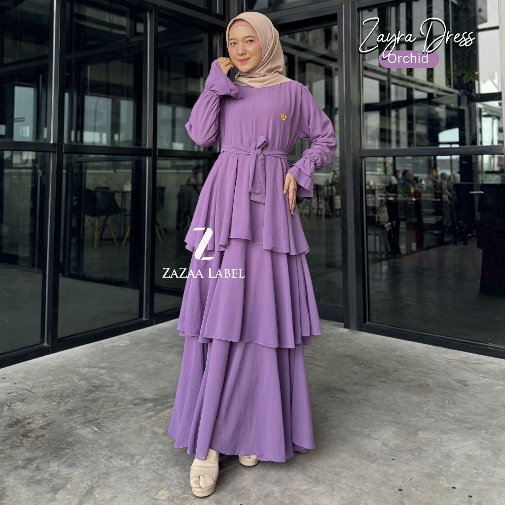 EH67JU Zazaa Label - Zayra Maxi Dress  Wanita Muslim ceruty babydoll full furing Mewah busui  (Gamis