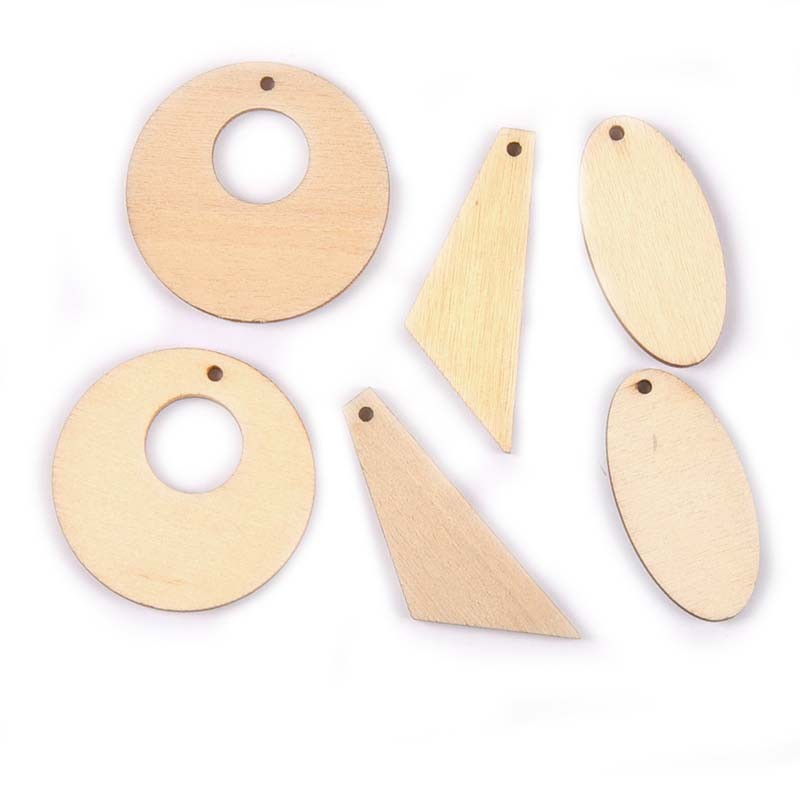 

20Pcs Round Drop Shape Natural Wood Craft Supplies Scrapbooking Wooden Pendant For Earring DIY Jewelry Handicrafts 40-50mm M2601