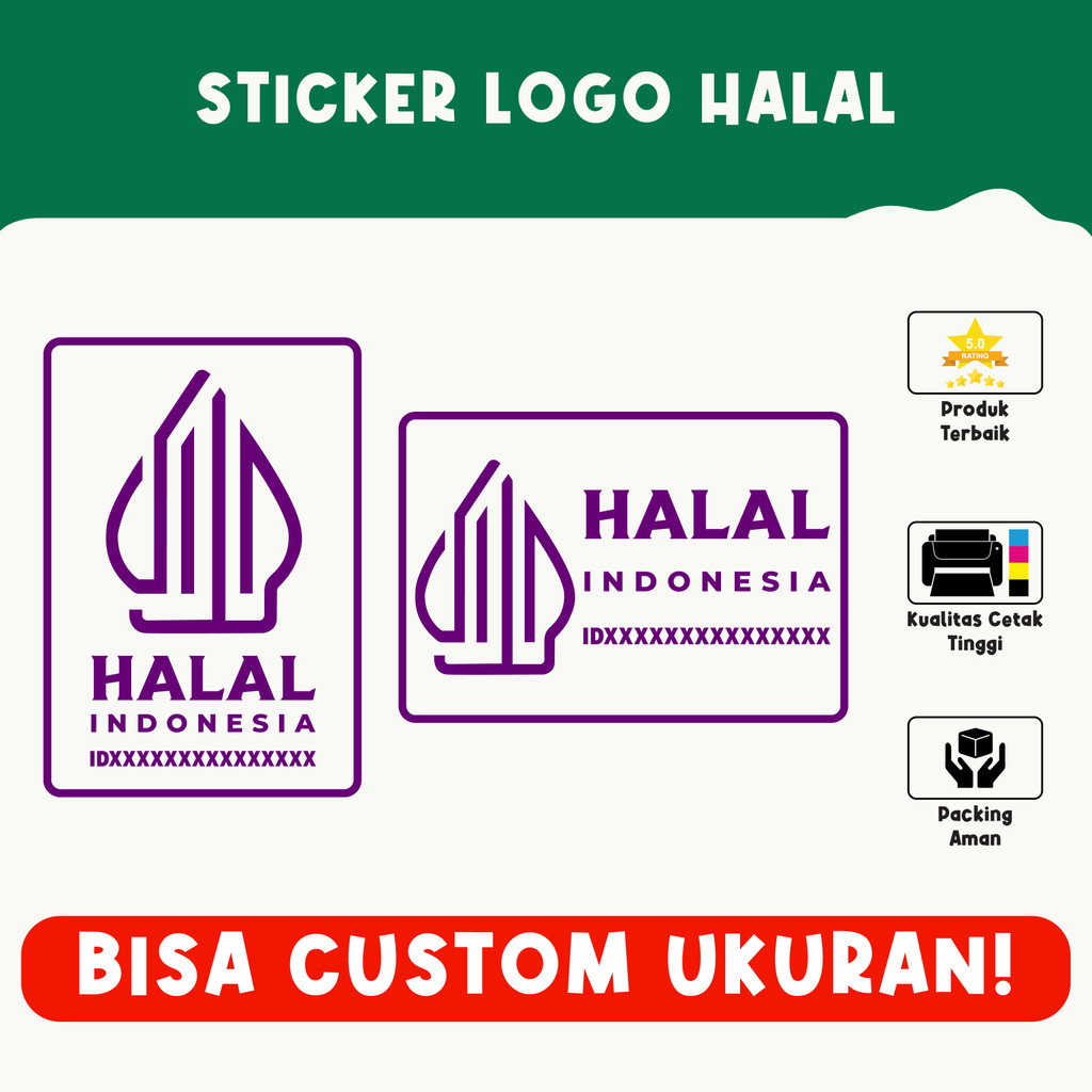 

Sticker LOGO HALAL Indonesia – Bahan Vinyl Premium, Anti Air, Custom Ukuran, Tahan Lama, Cetak HD