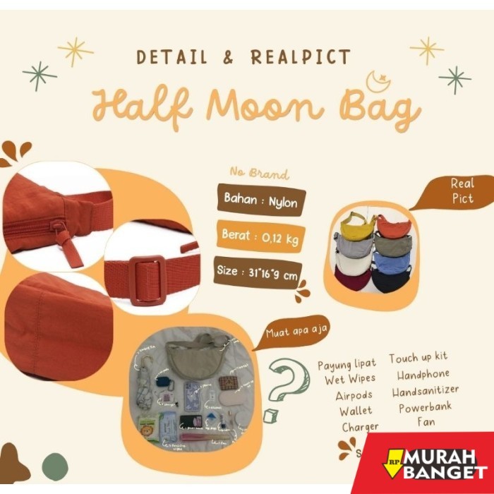 tas selempang wanita simple elegan Half Moon Bag ala mirip Uniqlo Tas Selempang bahu slempang wanita