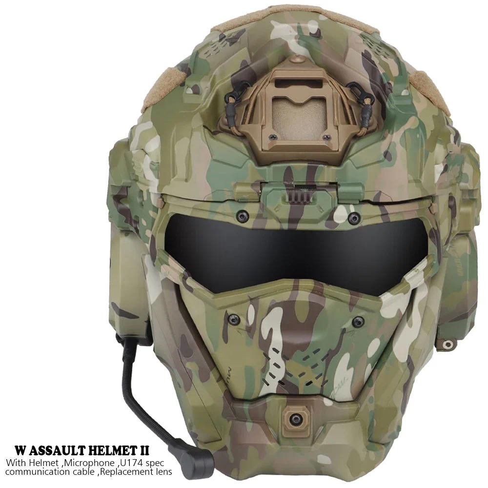 Airsoft Fast Helmet Tactical Militar W-Ronin Assault Helmet II Built-in Headset,Anti-fog Fan,Flip Ma