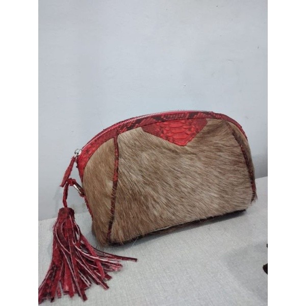 Tas Kulit Ular Piton Asli Wanita POUCH BULU KAMBING