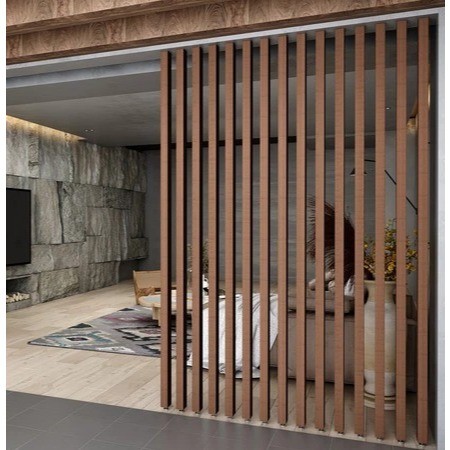 FR54E Hollow kisi kisi WPC kotak 5cm x 10cm panjang 290cm Partisi Pembatas Dinding Motif Kayu - WALL