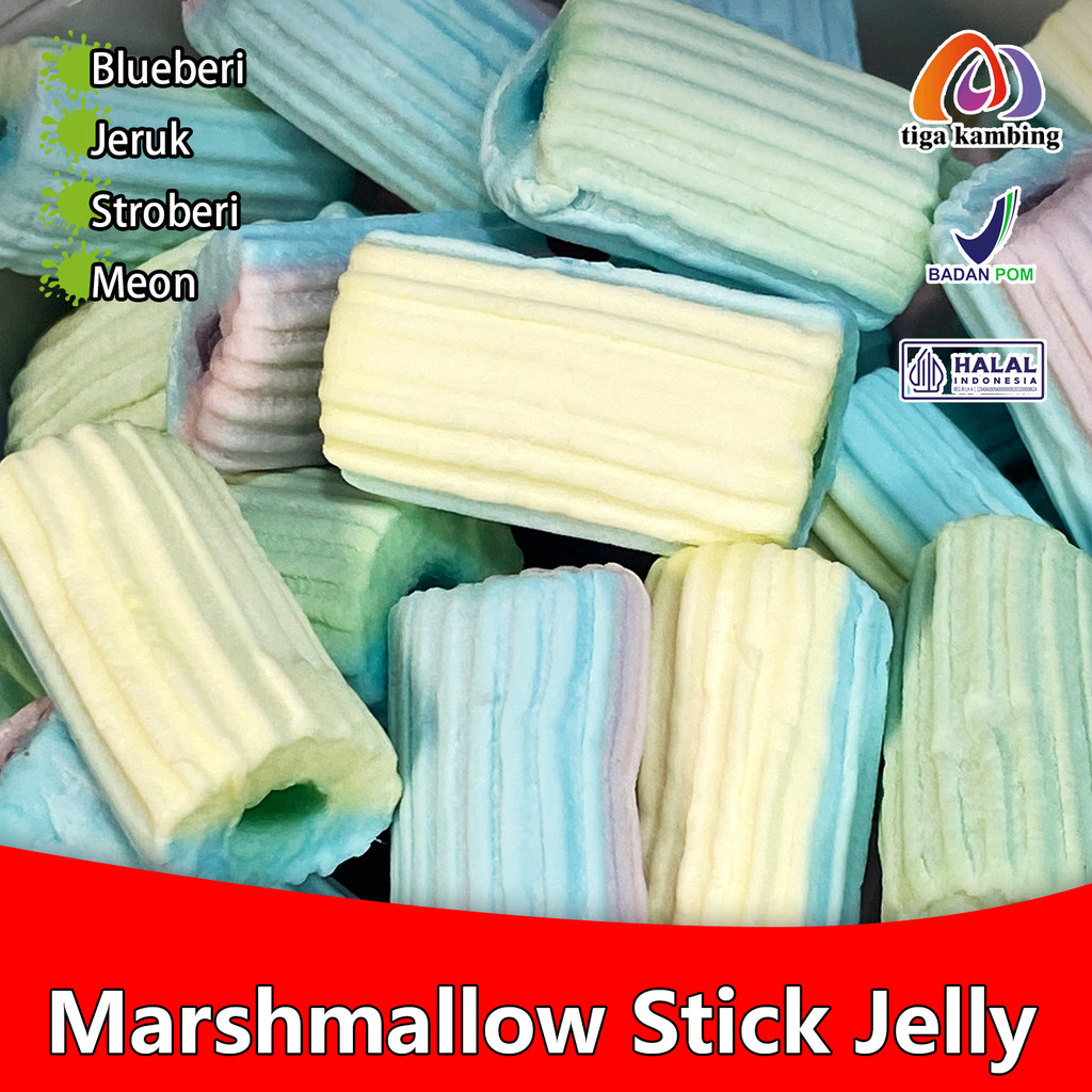 

[Halal] 【Hadiah】1Kantong@40 Pcs-Stick Jelly Marshmallow Mix Rasa mashmallows: Blueberi, Jeruk, Stroberi, Melon - Lembut, Lezat, dan Seru untuk Camilan Sehari-hari