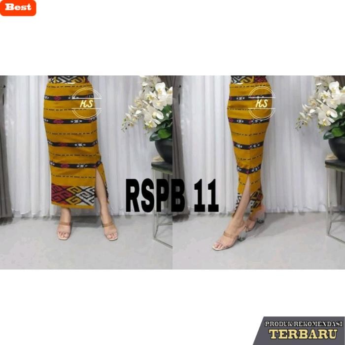 rok wanita kekinian Rok Span Panjang Bawahan Wanita Tenun Etnik Pinggang Karet  Standar - S