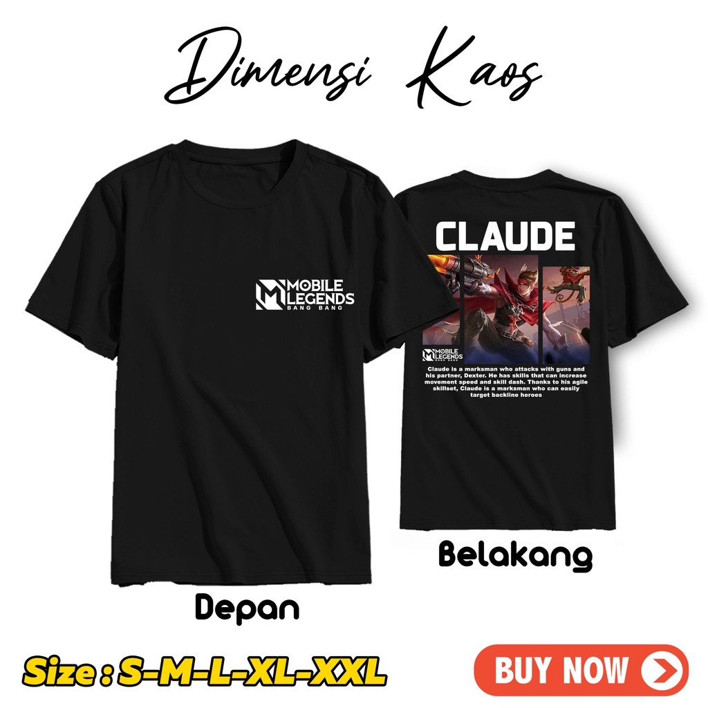 FAVORITE CUSTOM - Kaos Mobile Legends MLBB - CLAUDE EPIC - Kaos Mobile Legends / All Role - Kaos Tsh