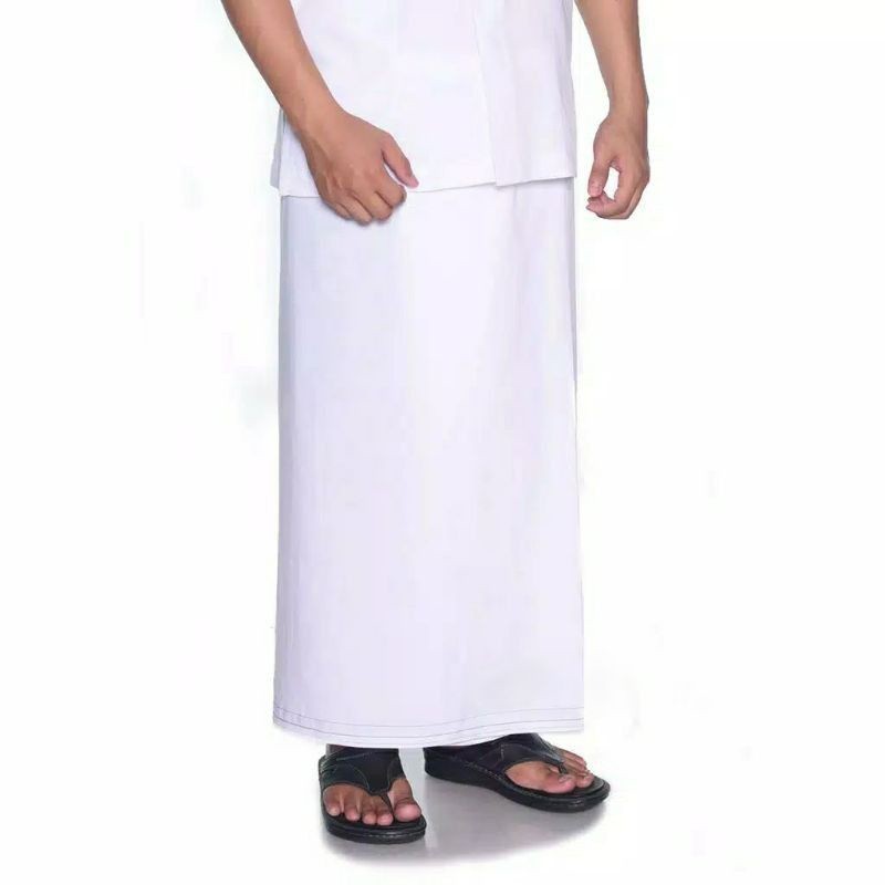 HARAPNRAYA_BEE-Sarung Putih Polos Bahan Wadimor atlas/Sarung Polos/Sarung Murah