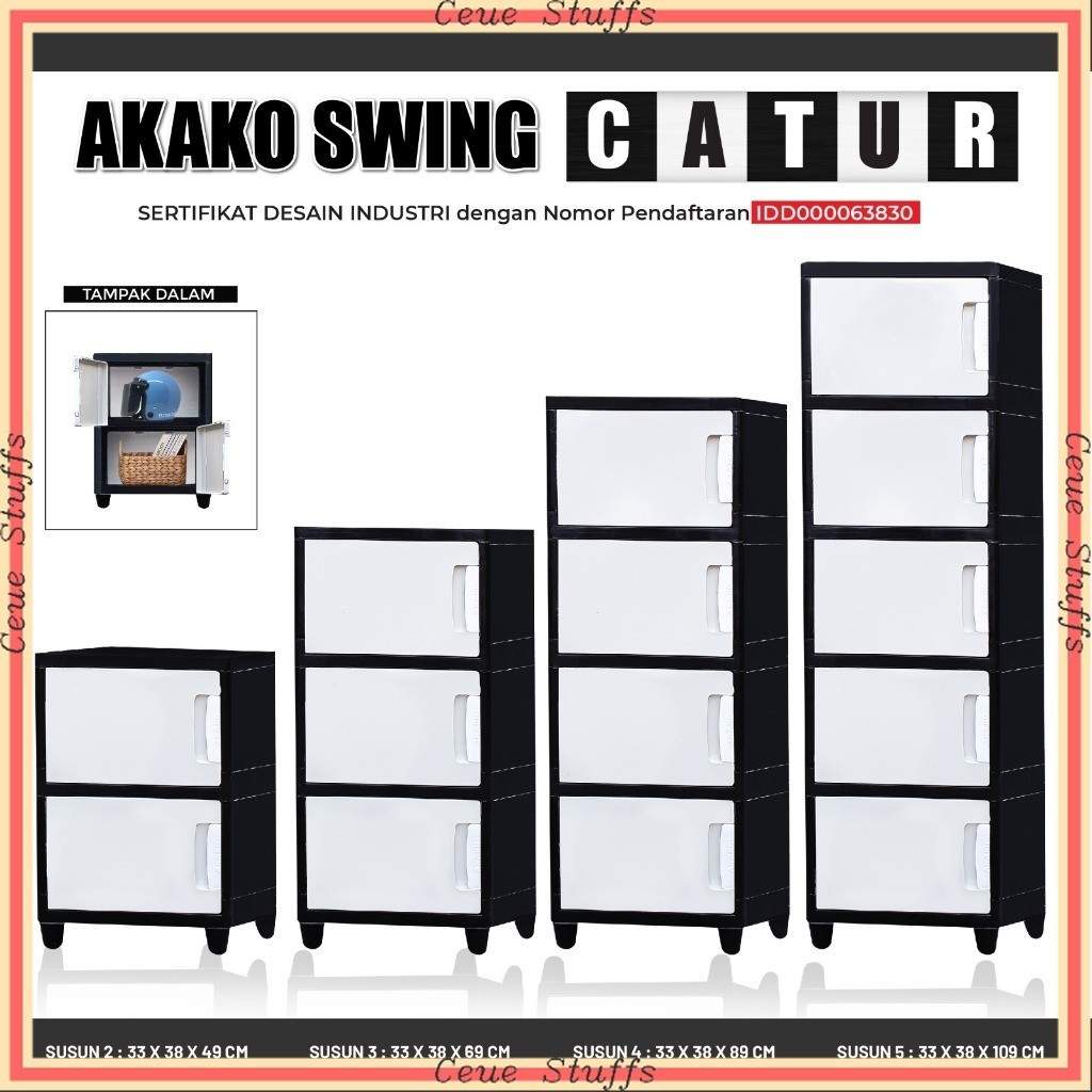 AESTHETIC PROMO MURAH TERBARU CANTIK KOKOH  AKAKO - LEMARI PAKAIAN MINIMALIS SWING PANDA CATUR  HITA
