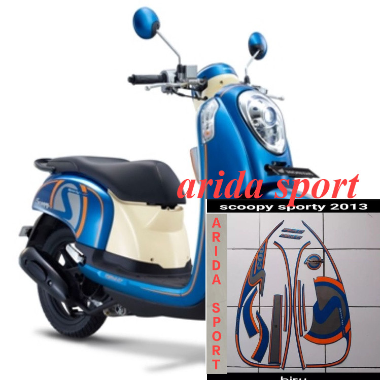 striping stiker  honda scoopy  sporty cw fi 2013 biru motif striping original scoopy