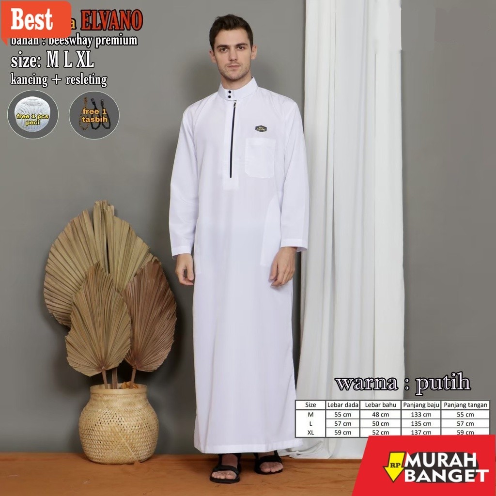 Baju timur tengah pria- Jubah Pria Lengan Panjang / Jubah ELVANO Terbaru / Gamis Muslim Laki-Laki / 