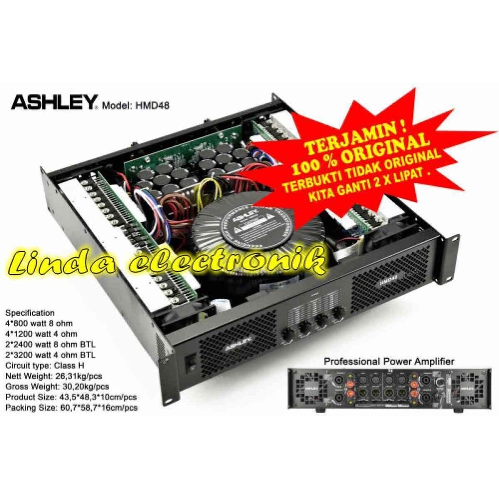 Promo Power Ashley Hmd48 Hdm 48 Amplifier Ashley Hmd48 4 Channel Diskon