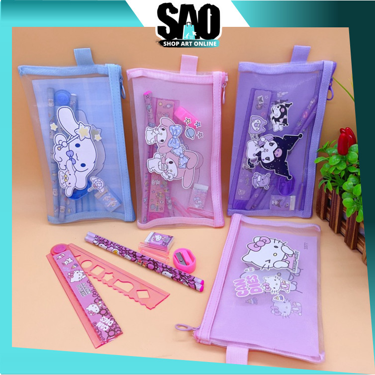 

SAO - S6150 Whimsical Stationery Bundle / Set Alat Tulis 7 in 1 / Pouch Set Alat Tulis Ziplock / Paket Alat Tulis Motif Sanrio