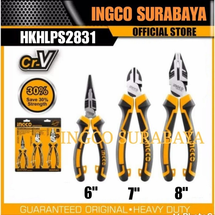 INGCO HKHLPS2831 HIGH LEVERAGE HIGH PLIERS SET 3PCS TANG POTONG CUCUT