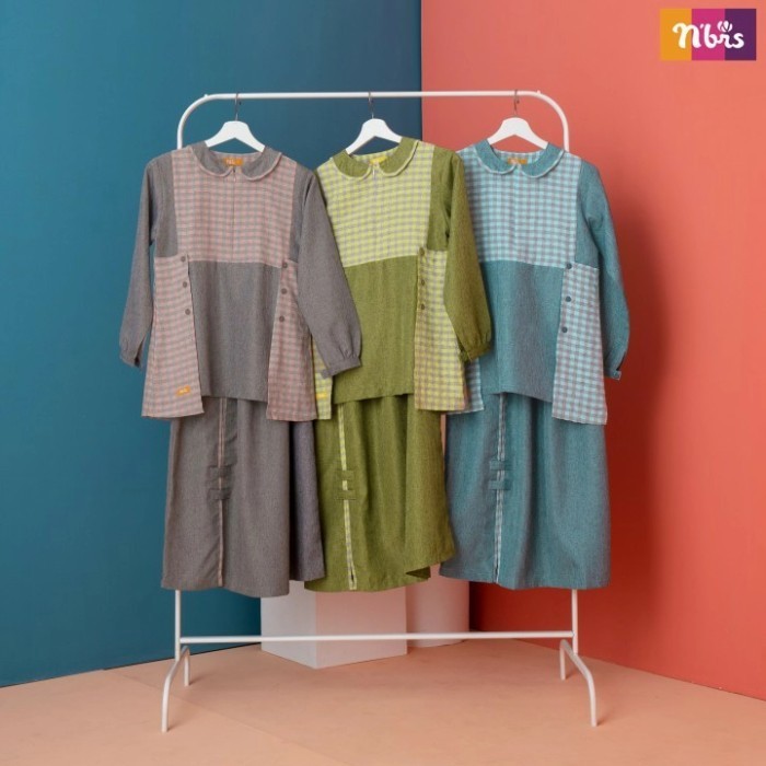 Nibras Teen NT 71 Abu Grey Setelan Blouse Rok Anak Remaja Cewe Cantik - Abu Grey, XS