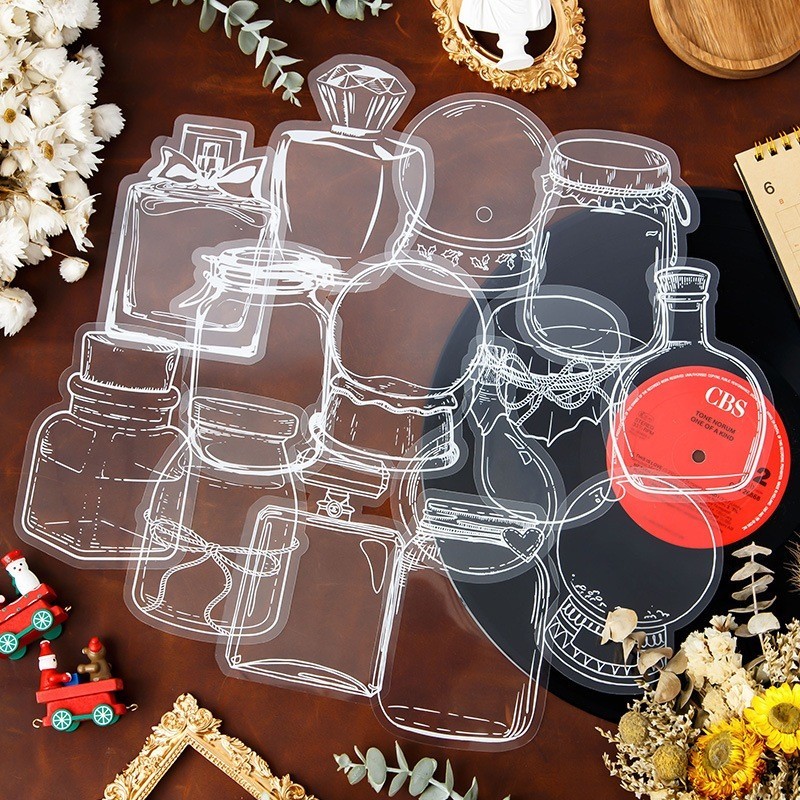 

JB - (20pcs) Stiker Estetik DIY Design Waterproof Bottle Masson Jar Transparan STK2000