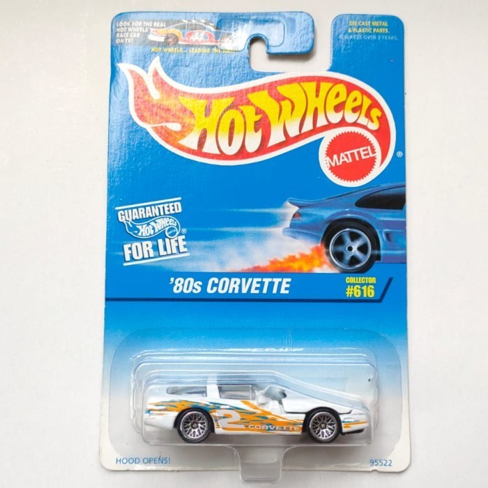Hot Wheels 80s Corvette putih open kap mesin