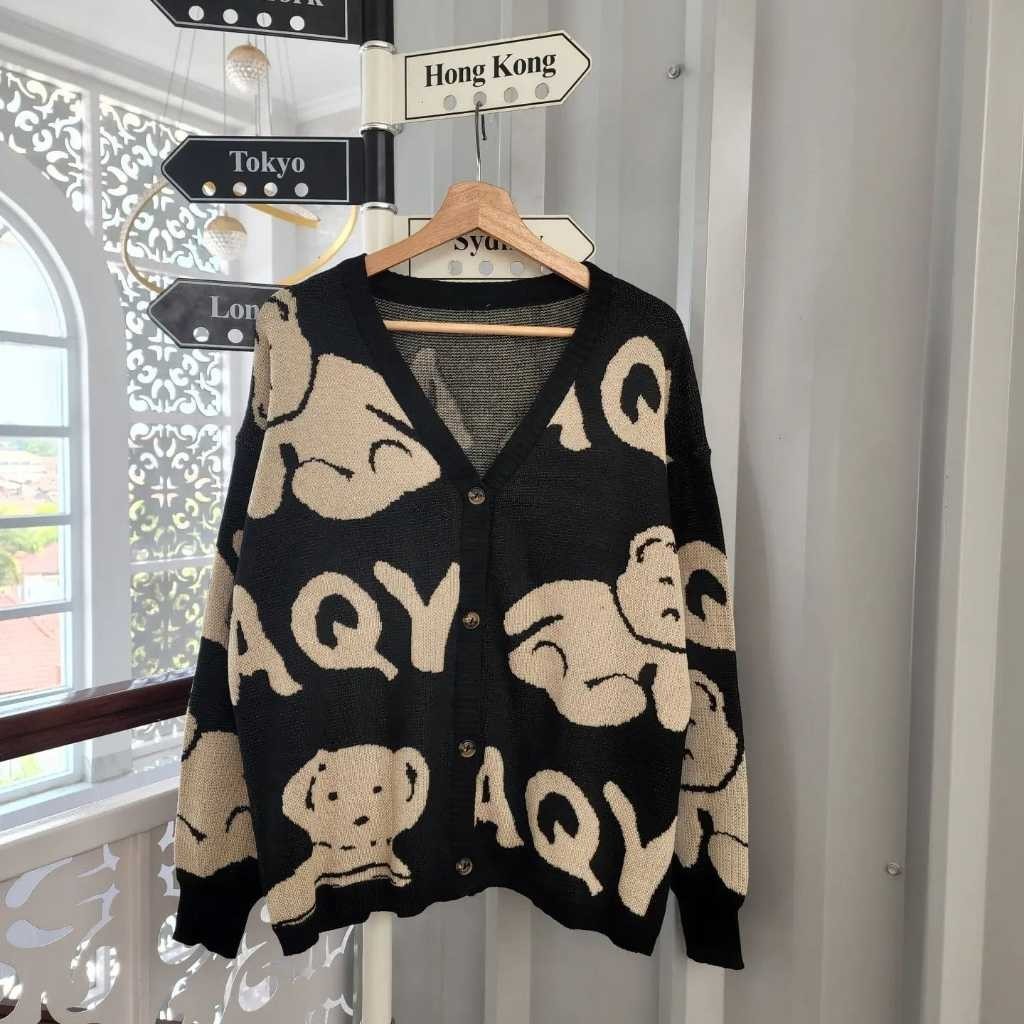 Cardigan Anak Perempuan 12 Tahun Baju Lengan Panjang Kekinian Aqy bear Murah Premium