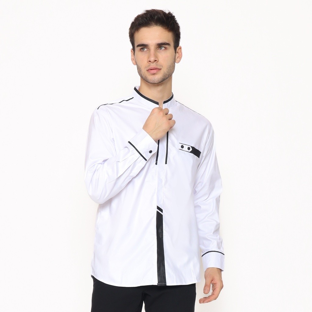 Rumah Koko - Baju Koko Khatulistiwa Pria Lengan Panjang Motif Khatulistiwa | Baju Muslim Pria Dewasa