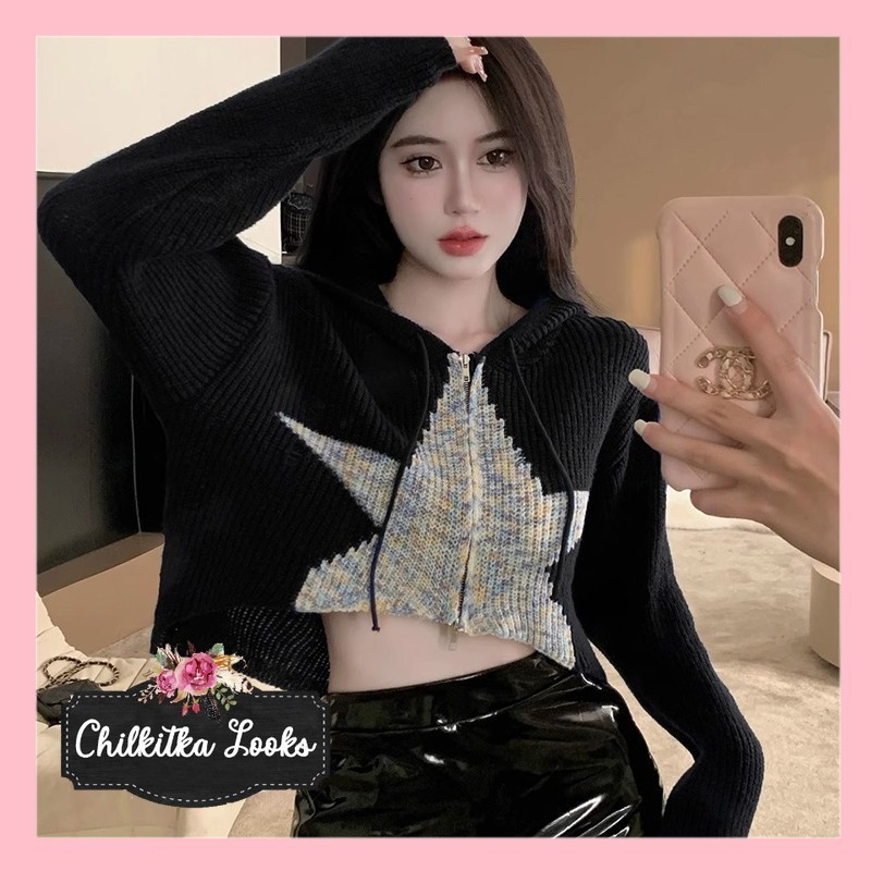 CHILKITKA LOOKS BANGKOK FASHION ZZ084 jaket jumper Sweater wanita / pentagram baru / kardigan rajuta