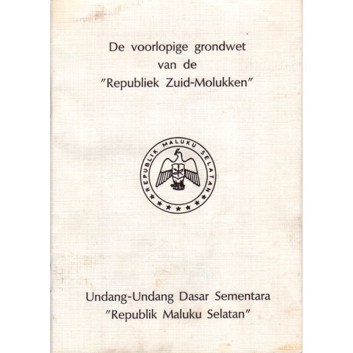 

De voorlopige grondwet van de Republiek Zuid-Molukken. Undang-Und