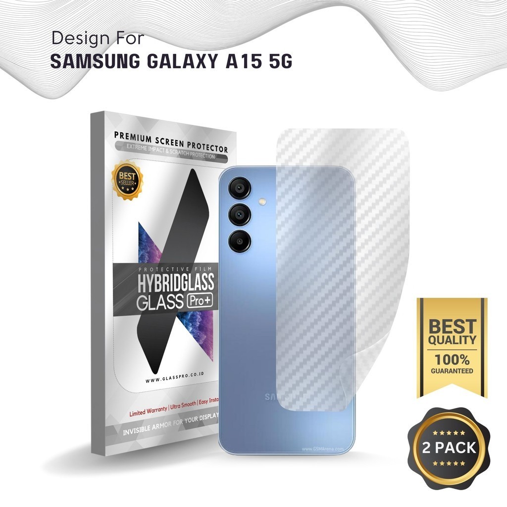 Fiber Guard Screen Protector Samsung Galaxy A15 5G Back, 3D Anti Gores Belakang Premium, Carbon Skin