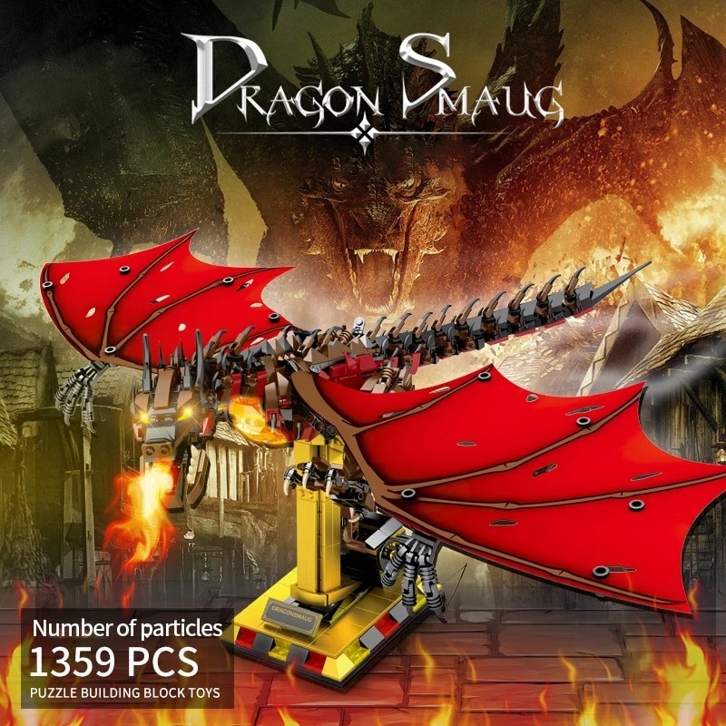 1359PCS Dragon Smaug Building Blocks Animal Model Fire Breathing Dragon Building Blocks Bricks Toys 